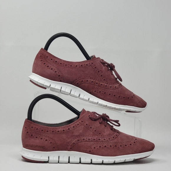 Cole Haan Women’s Size 8 B Zerogrand Suede Wingtip Oxfords Wild Ginger Pre-owned - Picture 2 of 10